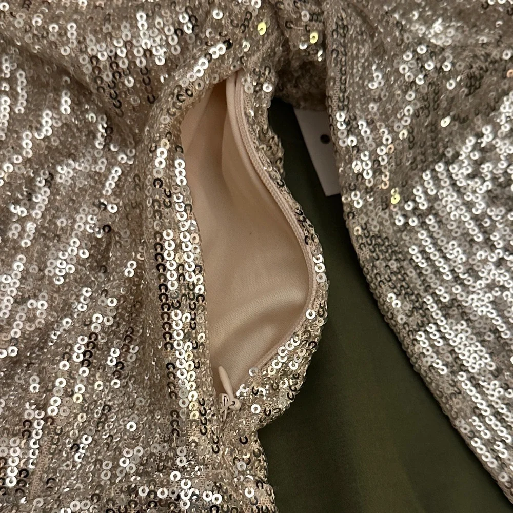 Silver Sequin Long Sleeve Dress - Picture 10 of 16